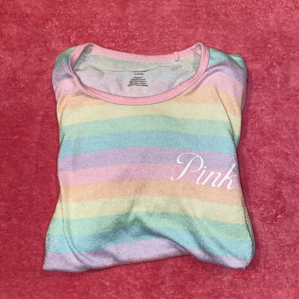 PINK (vs) pastel rainbow pajama long sleeve top M women’s